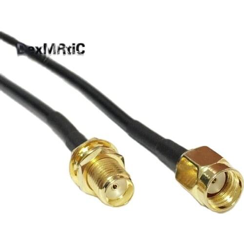 1pc New RP SMA Male Plug To SMA Female Jack Nut Connector RG174 Coaxial Cable 20CM/50CM/100CM Adapter Wholesale for Wifi