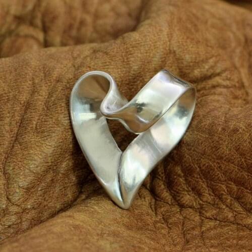925 Sterling Silver Ribbon Heart Pendant Charms Fashion Pendant TA222