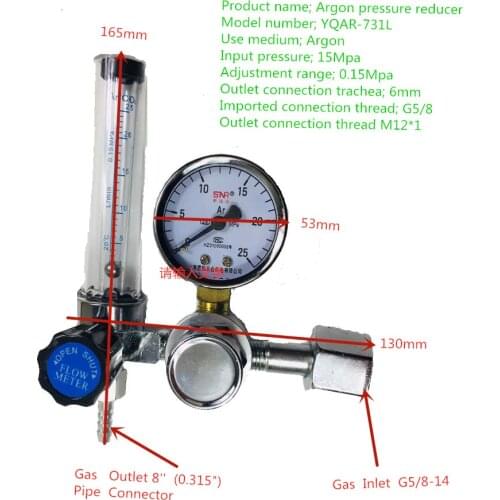 0-25Mpa Argon Regulator Mig Tig Flow Meter Gas Regulator Flowmeter Welding Weld Gauge Argon Regulator Pressure Reducer