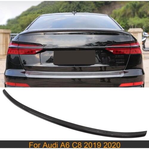Car Rear Trunk Spoiler Wing for Audi A6 C8 2019 2020 Rear Tail Trunk Boot Lip Wing Spoiler Carbon Fiber 3 Styles