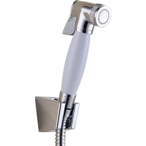 Free ship white and chrome brass Hand held bidet shattaf kit sprayer douche set with 1.5M hose Bracket