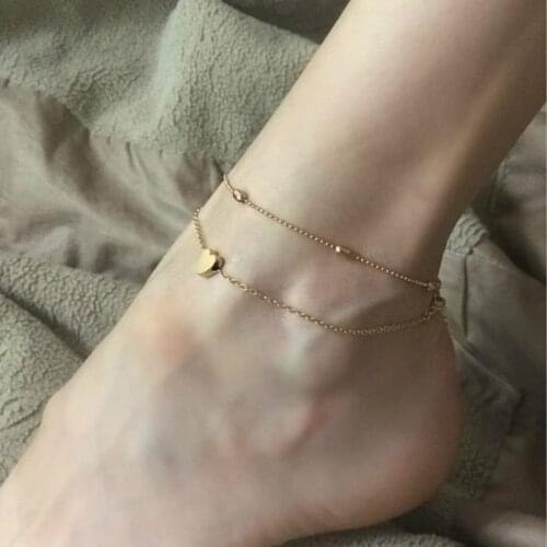 Heart Female Anklets Barefoot Crochet Sandals Foot Jewelry Leg New Anklets On Foot Ankle Bracelets For Women Leg Chain vintage