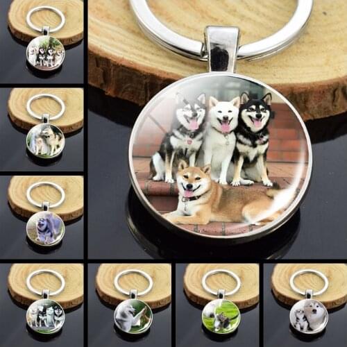 Lovely Husky Photo Keychain Keyrings for Women Partner Couples Friendship Keychains Keyring Party Vacation Birthday Gifts Rings