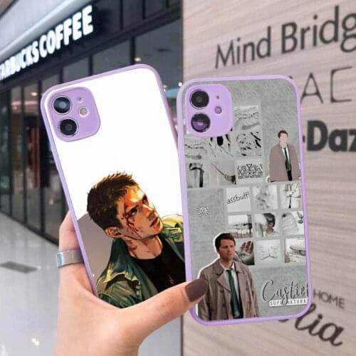 SAM DEAN CASTIEL WINCHESTER Phone Case For iPhone 12 11 Mini Pro XR XS Max 7 8 Plus X Matte transparent Purple Back Cover