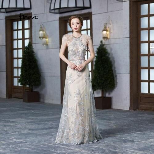 Finove 2020 New Design Prom Dresses Appliques Feathers Halter Sexy Backless Long Floor Length Party Mermaid Dress For Women