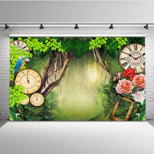 Mehofoto Forest Dreamland Backdrops for Photography Studio Alarm Clock Photo Booth Backgrounds Studio Computer Printed MW-308