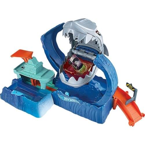 Hot Wheels Robo Shark Frenzy Play Set Straight Acceleration Car Toy For Children Educational Building Hotwheels Model Gift