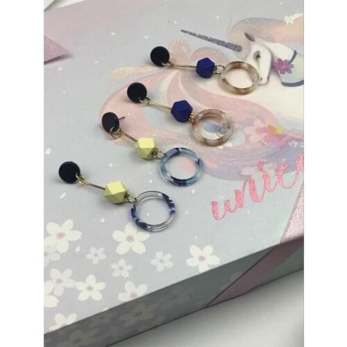 Personality Fashion Woman Earrings Geometric Irregular Alloy Exaggeration Acetate Earrings Female Accessories Jewelry 2018 New