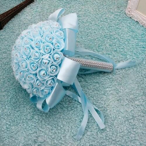 Handmade Bridal Artificial Foam Roses Flower Bride Bouquet Wedding Party Decor