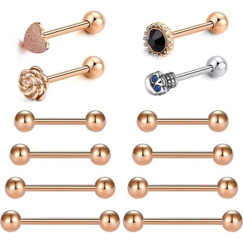 14G Surgical Steel Tongue Rings Nipplerings Piercing Straight Nipple Tongue Piercing Bar for Women Men 12mm 14mm 16mm 18mm