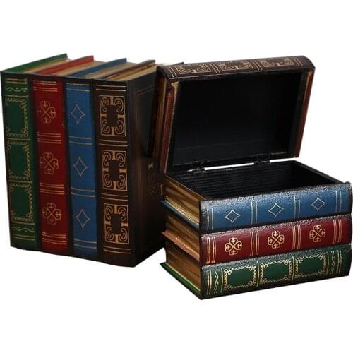 Creative Vintage Wooden Books Shape Storage Boxes Jewelry Box Ornaments Retro Desk Storage Miniature Home Decoration Craft Gifts