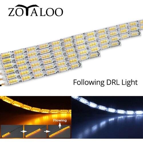 1 Pair Flowing DRL Guide LED Strip Daytime Running Lights Headlight Runners Corner Turn Signal Waterproof Sequential Lamp