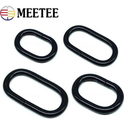 Meetee 10pcs 20/25/32/38mm 4.8mm Line Thickness Oval Ring Buckles Metal Rings Hook DIY Strap Webbing Loop Clasp Belt Buckle