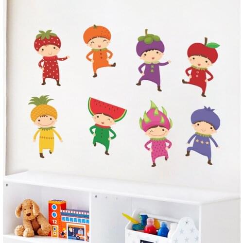 Cartoon Cute Fruit Villain Dancing Self-Adhesive Wall Stickers Children Bedroom Decoration Wallpaper
