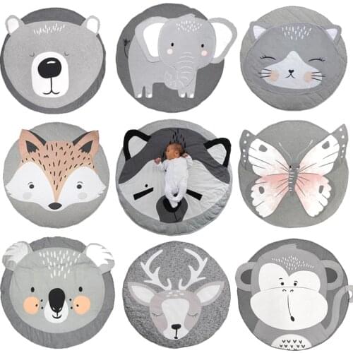 Soft Newborn Cotton Animal Baby Mats Kids Room Nursery Decor Photo Props Round Floor Carpet Rugs Pad for Infant Crawling Blanket
