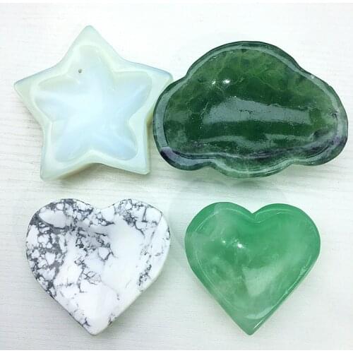 Natural Crystal Rose Quartz Fluorite Bowl Shape Crystal Hand Carved Rough Stone Healing Gemstone Home decoration