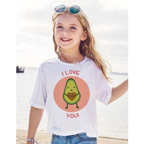 New Avocado Shirt Vegan T Shirt Girls Shirts Short Shirt Korean Design Cute White T-shirt Kids Casual Kawaii Clothes