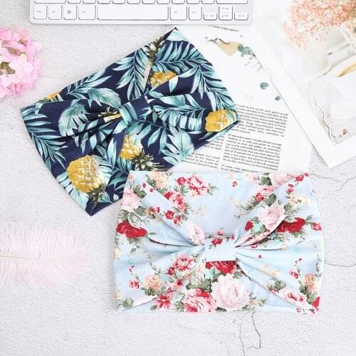 2021 New Bohemia Wide Cotton Bandage For Women Vintage Stretch Headbands Summer Beach Elastic Turban Hair Accessories