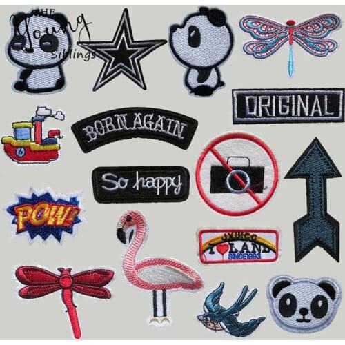 Newfangled fashion cartoon pattern hot melt adhesive applique embroidery patches stripes DIY costume Patches C5167-C5184