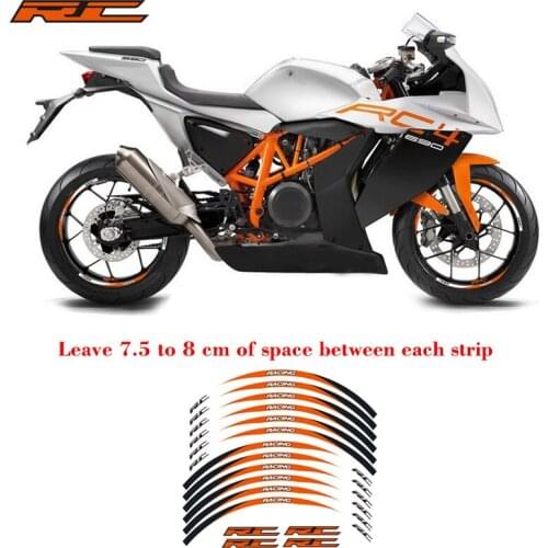 New high quality 12 Pcs Fit Motorcycle Wheel Sticker stripe Reflective Rim For KTM RC 125 200 250 390