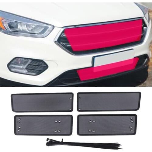 Front grille inset insect proof net For Ford Kuga escape 2019 2020 Car accessories dust proof garbage stainless steel 4pcs/set
