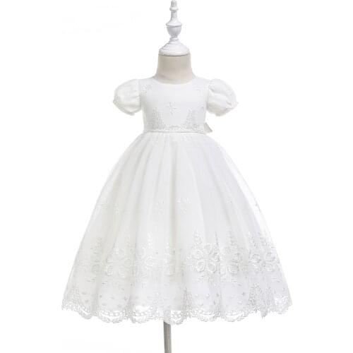 Podcoco White Infant Dress for Baptism Baby Girls Lace Dresses with hat Kids Clothes Christening Birthday Outfits 6-25 Month