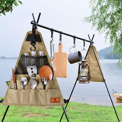 1Pc 900D Oxford Cloth Camping Picnic Tableware Storage Bag Portable Barbecue Cutlery Organizer Hanging Holder Bags Outdoor Tools