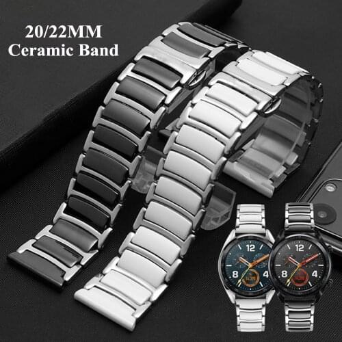 22MM 20MM Ceramic Metal Band For Samsung Galaxy 42mm 46mm S3 Bracelet for Galaxy Watch 3 Strap Huawei GT2 gt2e Active 2 GTS GTR
