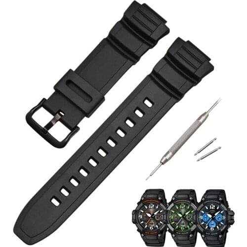Rubber Watch Strap for Casio Watchband MCW-100 Mcw110 W-S220 AE-2000W HDD-S100 16mm Resin Sport Waterproof TPU Watch Accessories