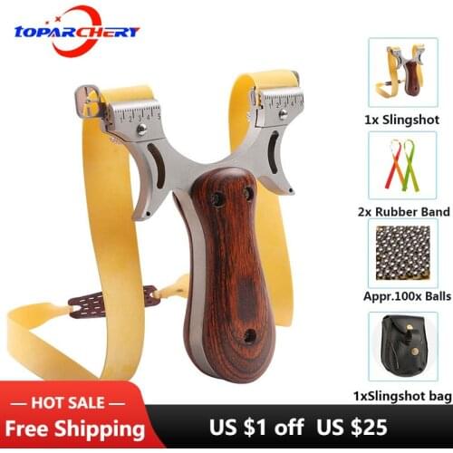 Powerful Slingshot Stainless Steel Hunting Shooting Slingshot For Adult With Rubber Band Outdoor Catapult Slingshot With Sight