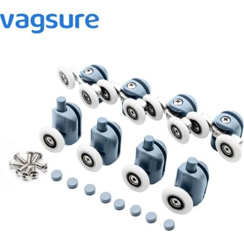 4pcs-8pcs/set double top Single Bottom Sliding Shower Cabin Pulleys Zinc-Alloy Chromed Runner Wheel Door Rollers Hardware
