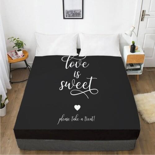 Letter Fitted Sheets Mattress Cover With Elastic Band 3D Bed Sheet Linens 150x200 160x200 Bed Sheet Customize any size design