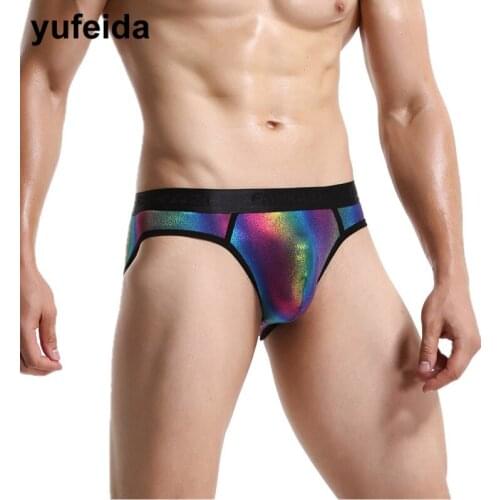 Sexy Mens Briefs Underwear Rainbow Bikini Briefs Penis Pouch Bulge Jockstrap Tangas Sissy Panties Mens Sexy Underwear Swimwear