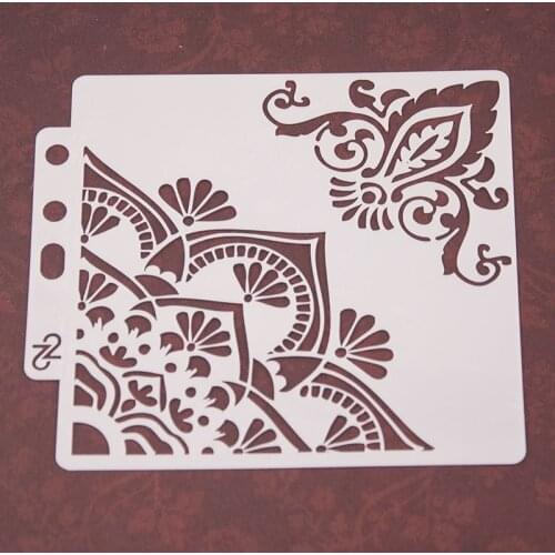 Flower corner Layering Stencils graffiti hand copied board hollowed out photo album graphic spray painting tool