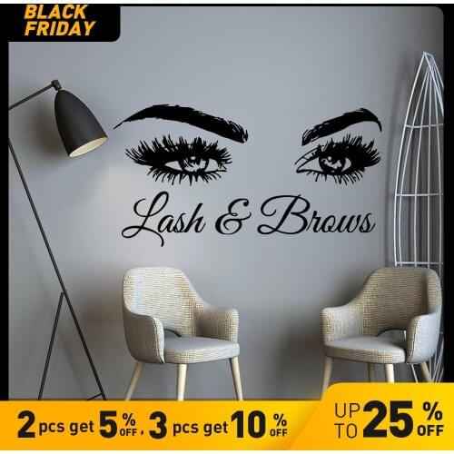 Beauty Salon Eyes Vinyl Wall Sticker For Bedroom Living Room Decoration Lash And Brows Wall Decals Sticker Murals Wallpaper