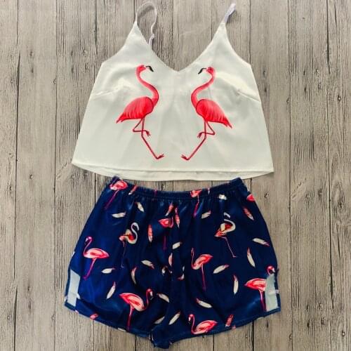 Womens Sleepwear Cute Animal Cartoon Print Pajamas for Female Pajamas Set 2021 Sweet Sleeveless Pyjamas Summer Pijama Homewear