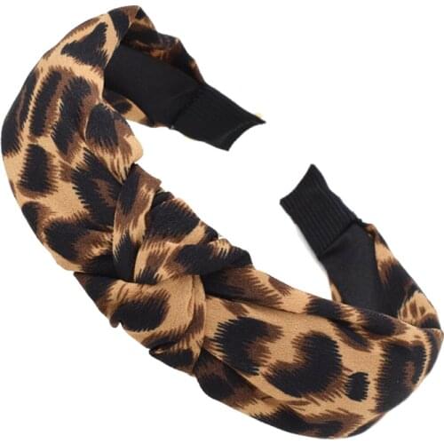 Women Leopard Pattern Hair Band Snake Animal Print Hair Band Bohemian Knotted Headband Custom girls hair accessories headband