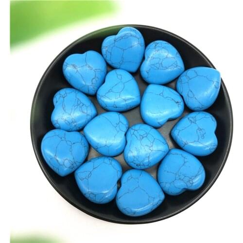 1/2pcs Lovely Blue Turquoise Heart Shaped Crystal Gemstone Healing Chakra Polished Decorative Stones and Minerals