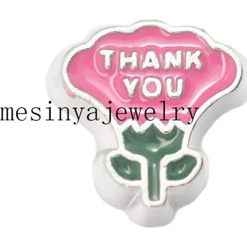 10pcs Thank You Flower Custom Floating Charms For Glass Locket