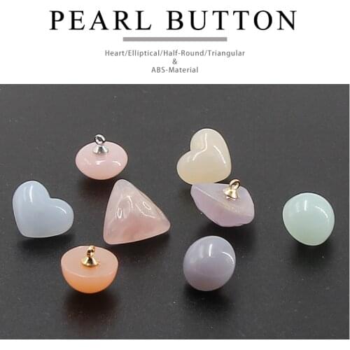 10pcs 10-14mm Colorful Pearl Buttons Heart Round Vintage Bead ABS-Material for Shirt Clothing DIY Crafts Decorative Accessories