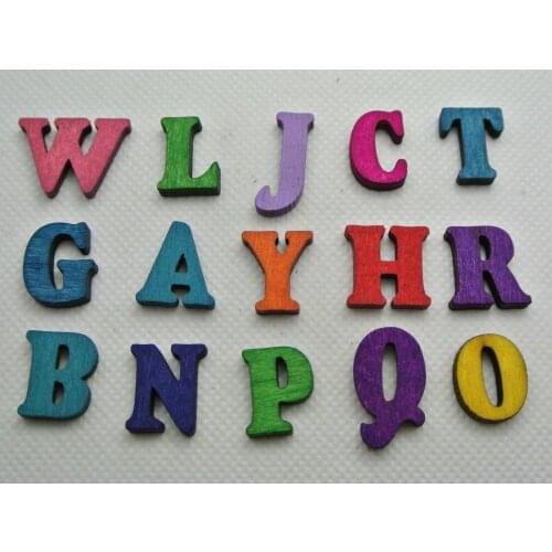 100 Assorted Color FlatBack Wood Alphabet Letter Wooden Scrapbooking