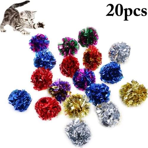 20Pcs Cat Toy Creative Crinkle Ball Cat Crinkle Balls Colorful Ball Sound Tin Paper Toy For Cat Durability Dolls Bite Squeak Toy