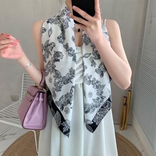 2021 new spring women scarf quality shawl silk fashion scarf headscarf beach sunscreen bag headscarf scarf 90cm*90cm