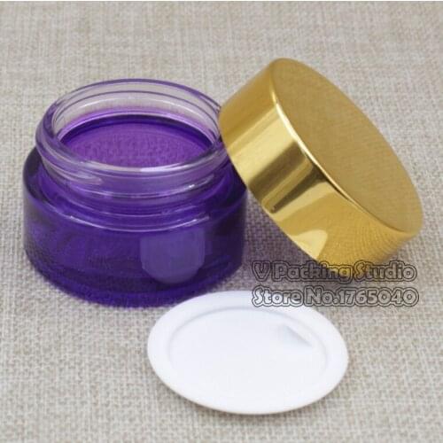30g/ml Purple empty cosmetic cream jar bottle glass cream bottle cap/Sub bottle/cosmetics Bottle glass 200pcs/lot