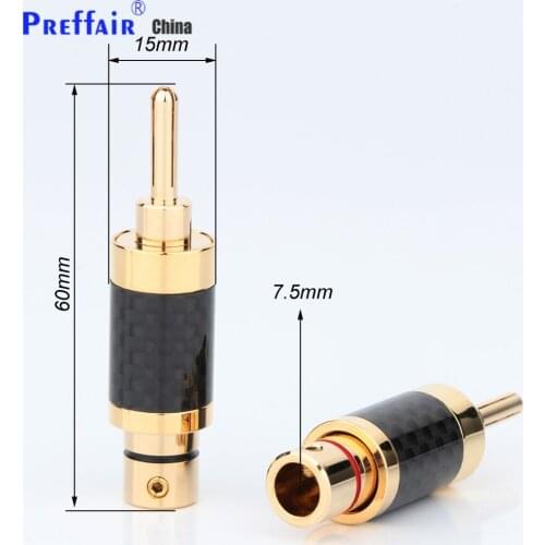 4PCS BA1440G Carbon fiber Gold plated Banana Speaker cable Plug Connector DIY Speaker Cable HI-END