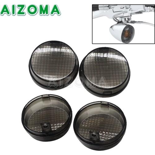 4X Smoke Bulb/LED Light Cover Lens Motorcycle Turn Signal Indicator Lenses For Kawasaki Vulcan 1600 Classic Nomad Honda Cruiser