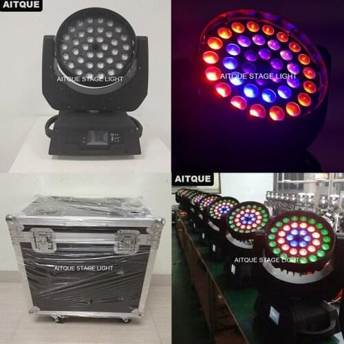 8lights+Flycase)led wash 36x18w rgbwa uv 6in1 dmx mobile heads led wash zoom light ring dmx uv moving head light