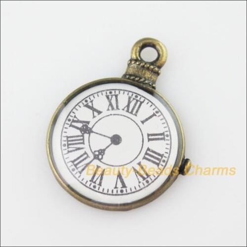 New 8Pcs Antiqued Bronze Color Watch Clock Face Charms Pendants 18x23.5mm