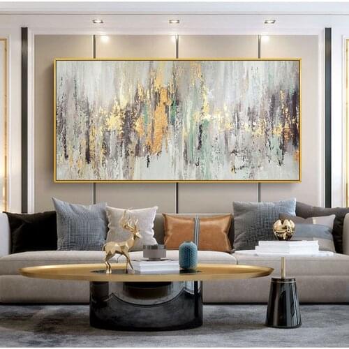 Large Wall Paintings Handmade On Canvas Picture For Living Room Salon Decor Abstract Landscape Golden Oil Painting Hand Painted
