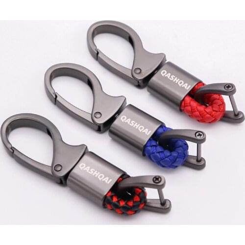 Hand Woven Leather Key Rings Car KeyChain Metal 360 Degree Rotating Buckle Key Chain For Nissan Qashqai 2 J11 2011-1019 2016 18